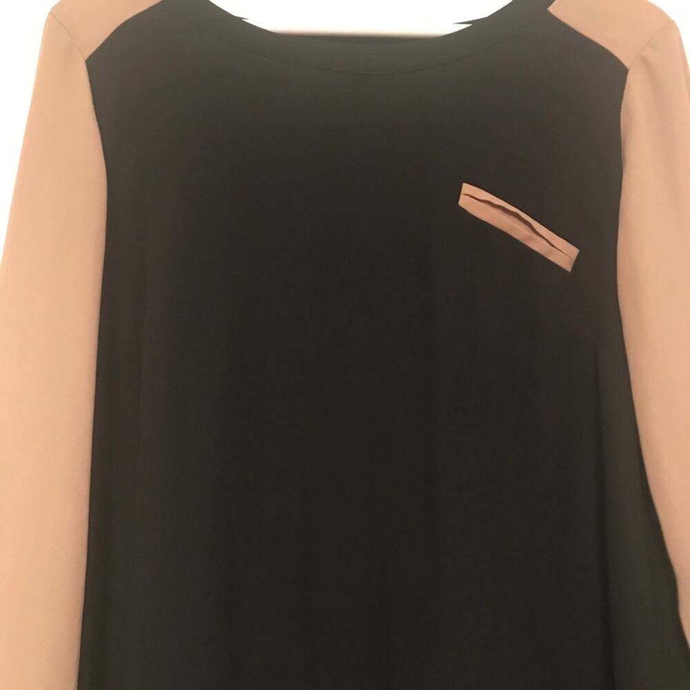 AB Studio black/tan long sleeve blouse SZ L - Picture 5 of 7